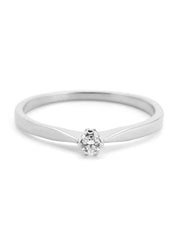 Witgouden solitairring, 0.08 ct diamant, Groeibriljant