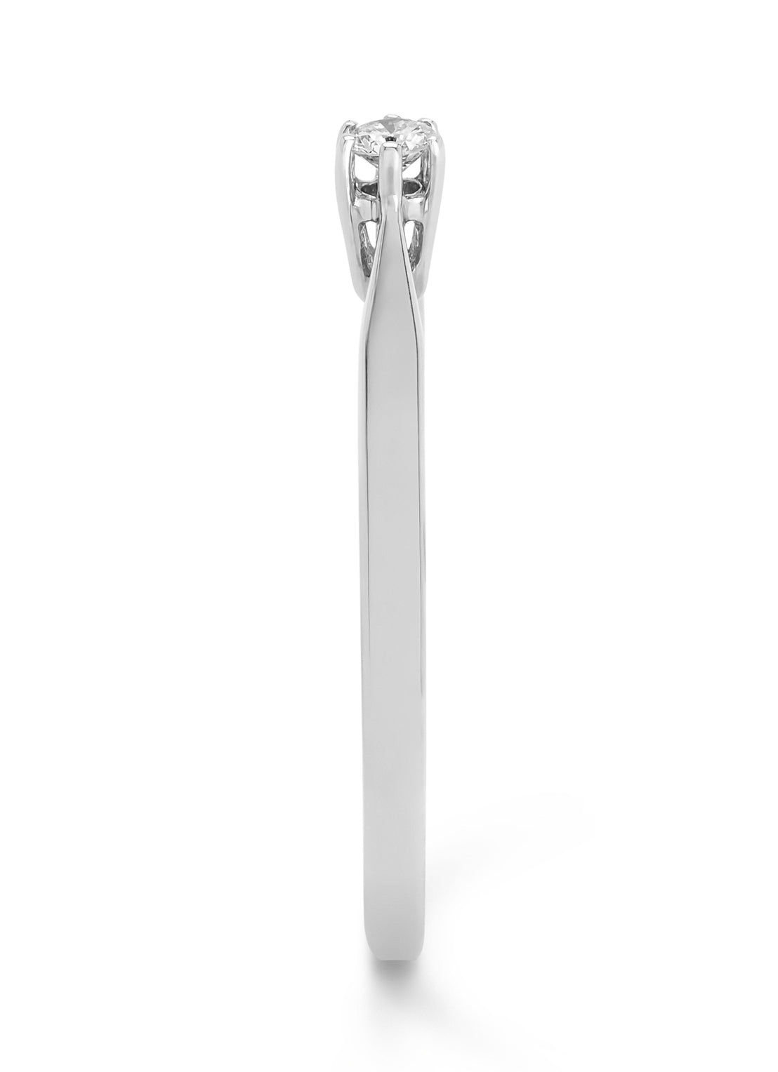 Witgouden solitairring, 0.08 ct diamant, Groeibriljant