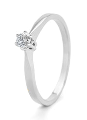 Witgouden solitairring, 0.16 ct diamant, Groeibriljant