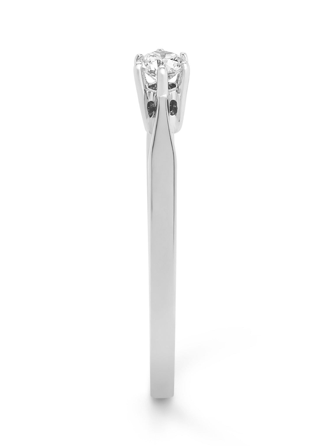 Witgouden solitairring, 0.16 ct diamant, Groeibriljant