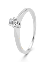 Witgouden solitairring, 0.19 ct diamant, Groeibriljant