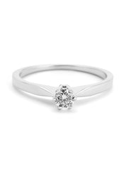 Witgouden solitairring, 0.19 ct diamant, Groeibriljant