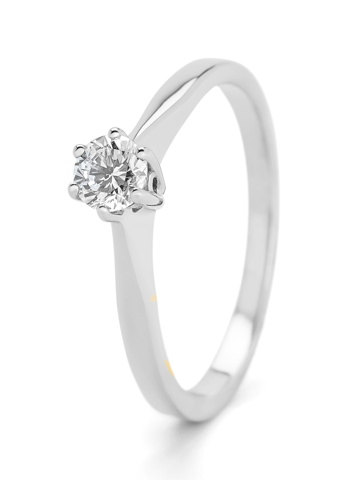 Witgouden solitairring, 0.28 ct diamant, Groeibriljant