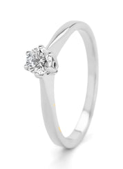 Witgouden solitairring, 0.28 ct diamant, Groeibriljant