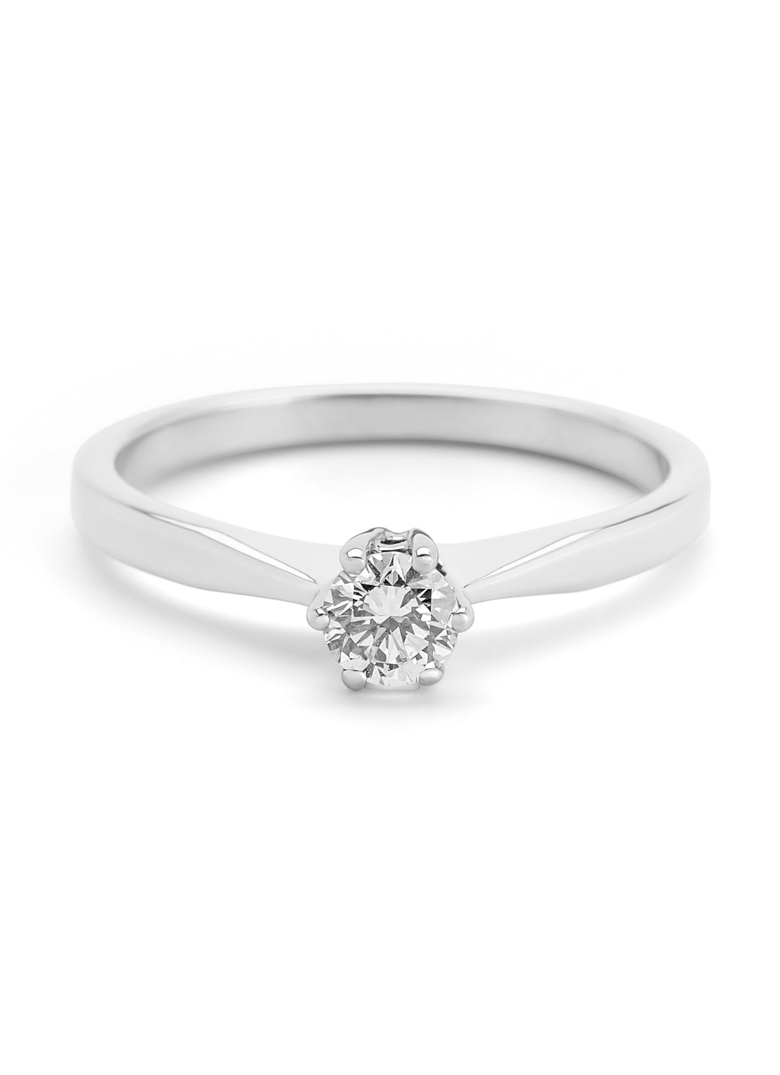 Witgouden solitairring, 0.28 ct diamant, Groeibriljant