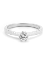 Witgouden solitairring, 0.28 ct diamant, Groeibriljant