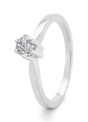 Witgouden solitairring, 0.29 ct diamant, Groeibriljant