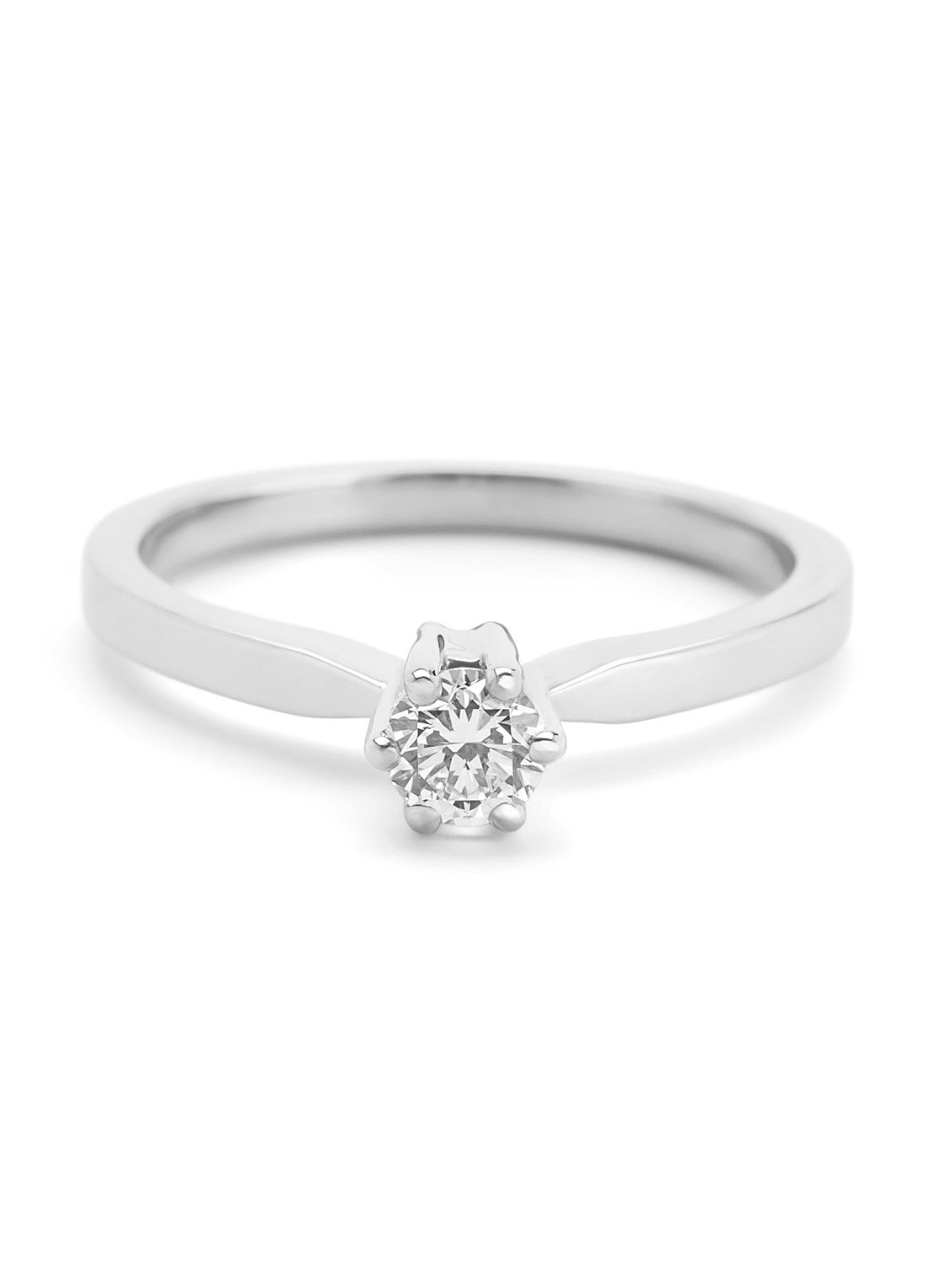 Witgouden solitairring, 0.29 ct diamant, Groeibriljant
