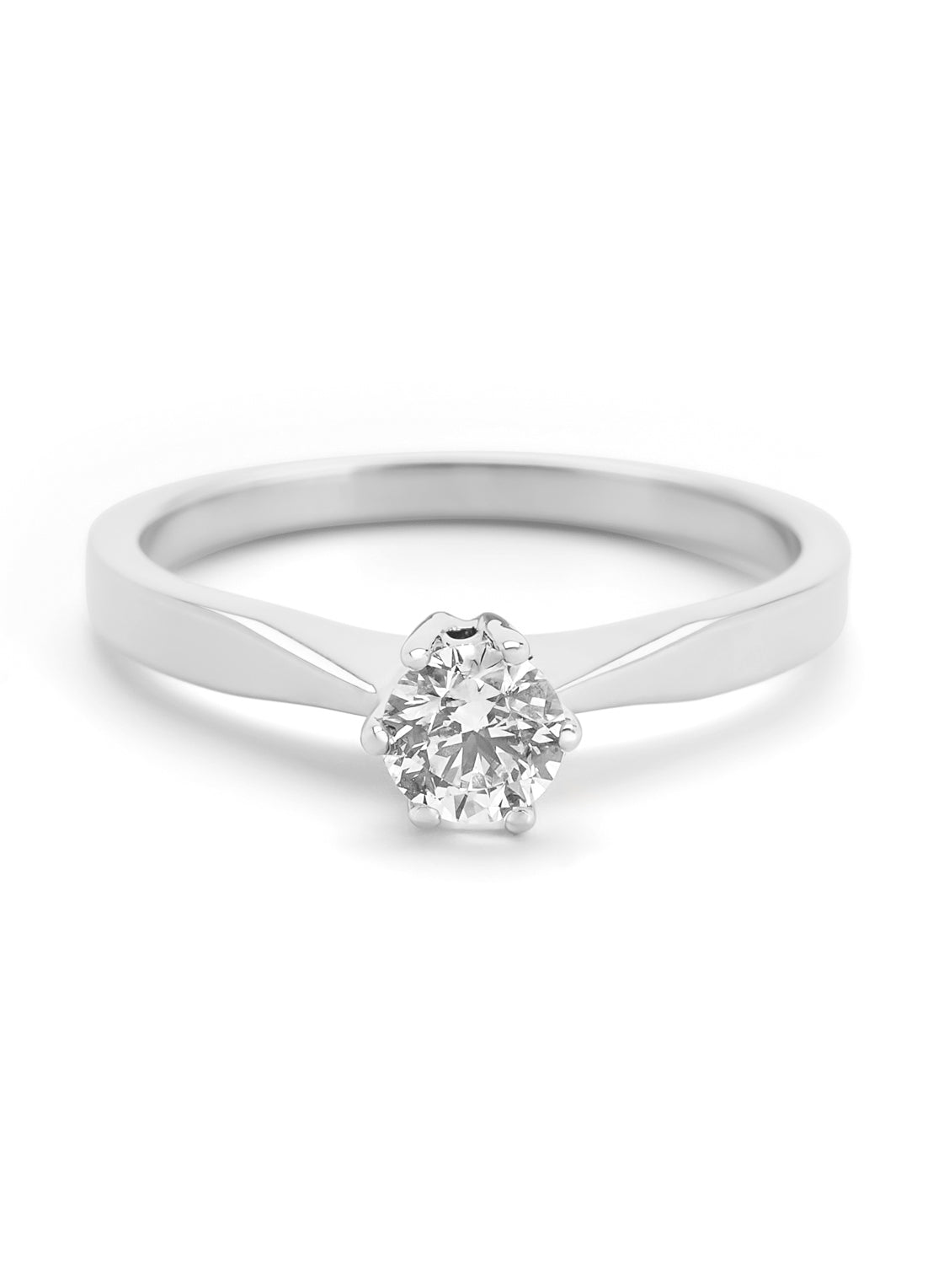 Witgouden solitairring, 0.35 ct diamant, Groeibriljant