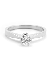 Witgouden solitairring, 0.35 ct diamant, Groeibriljant