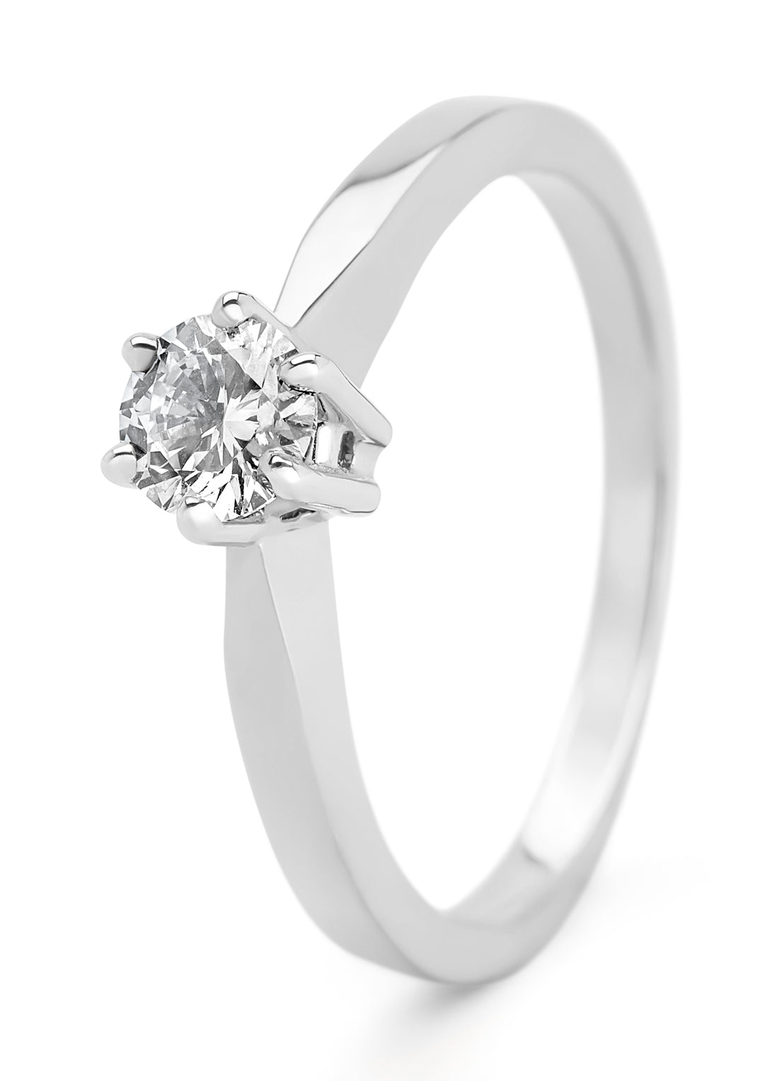 Witgouden solitairring, 0.45 ct diamant, Groeibriljant