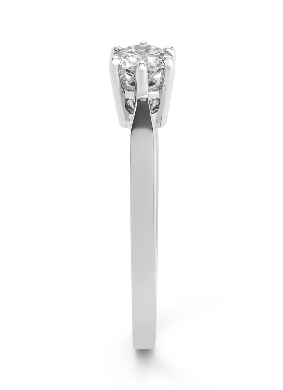 Witgouden solitairring, 0.45 ct diamant, Groeibriljant