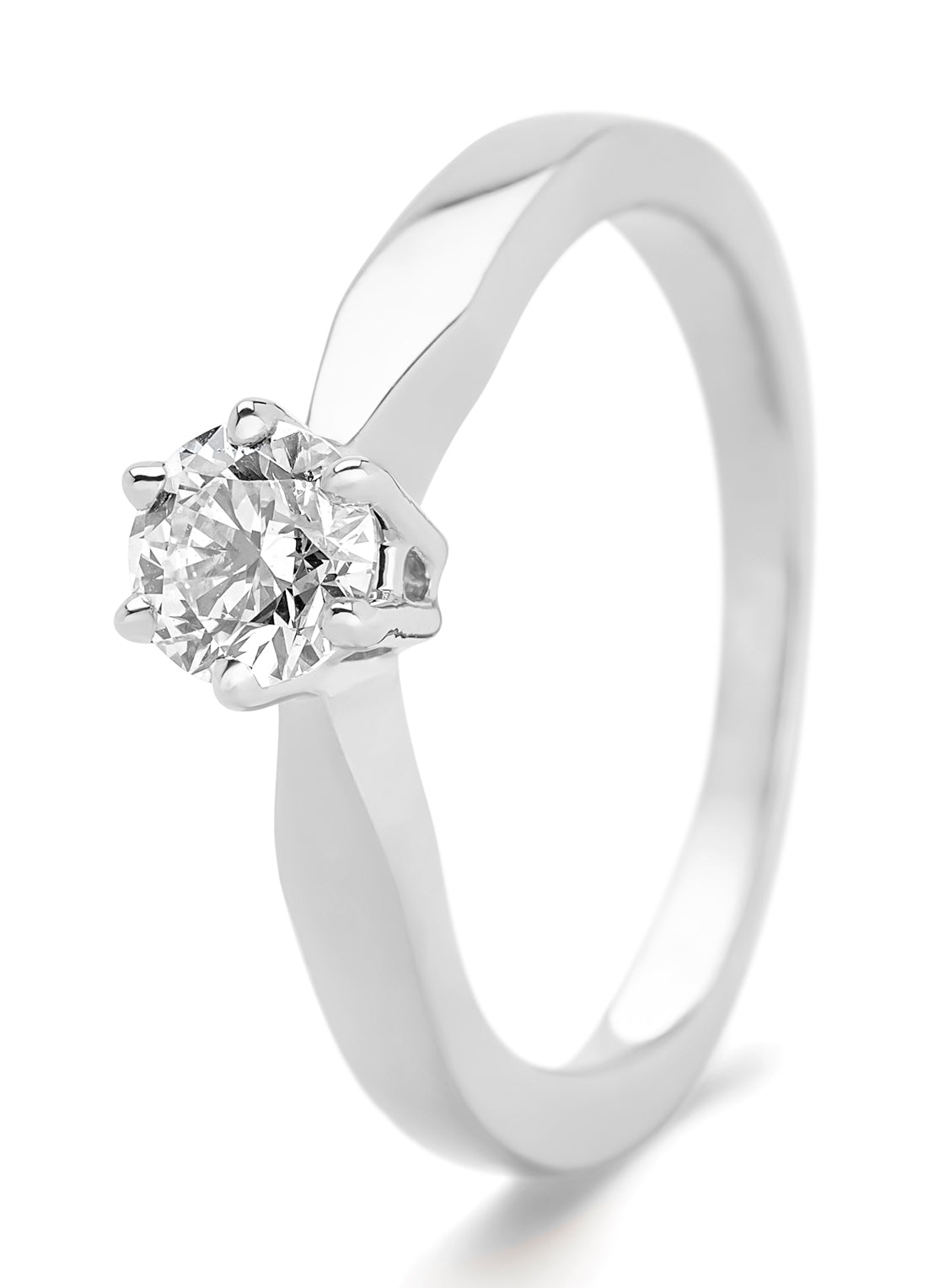Witgouden solitairring, 0.55 ct diamant, Groeibriljant