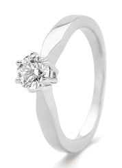 Witgouden solitairring, 0.55 ct diamant, Groeibriljant