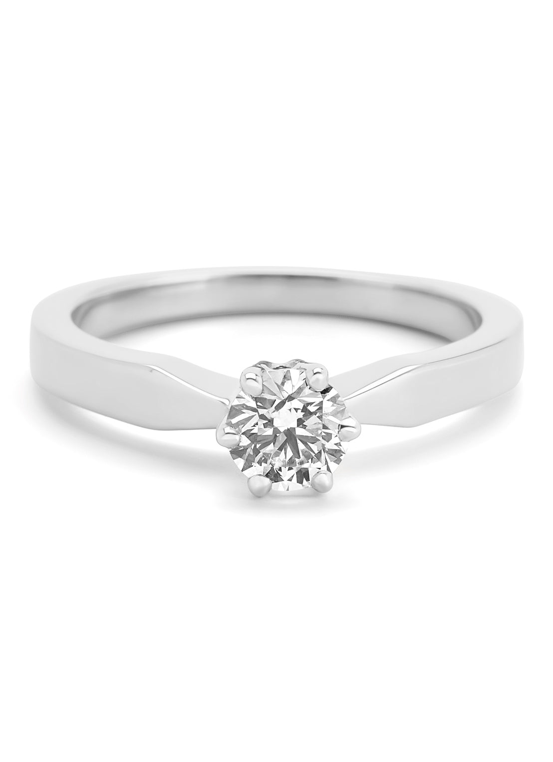 Witgouden solitairring, 0.55 ct diamant, Groeibriljant