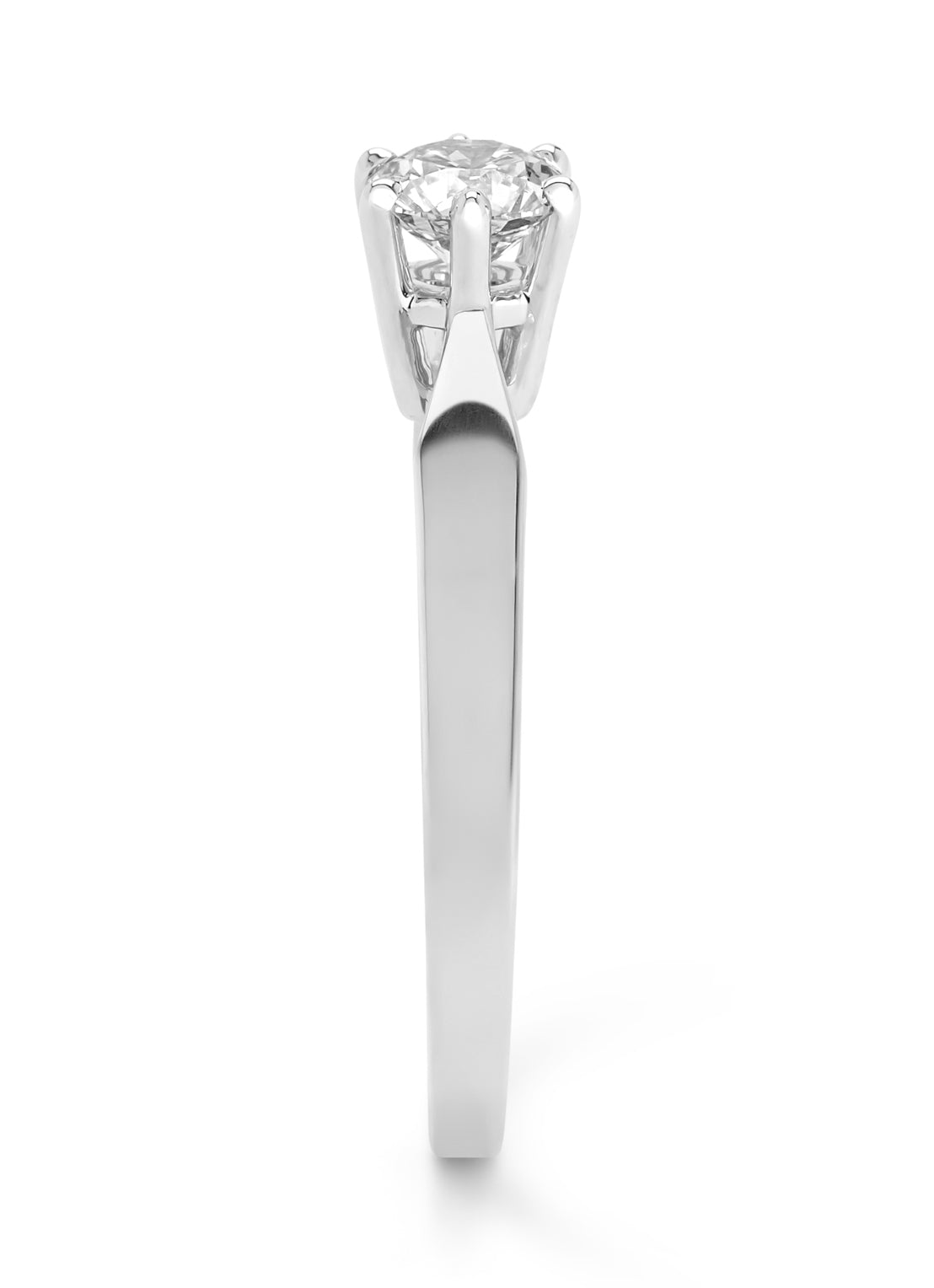 Witgouden solitairring, 0.55 ct diamant, Groeibriljant