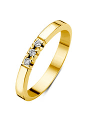 Geelgouden alliance ring, 0.06 ct diamant, Groeibriljant