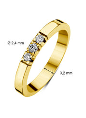 Geelgouden alliance ring, 0.15 ct diamant, Groeibriljant