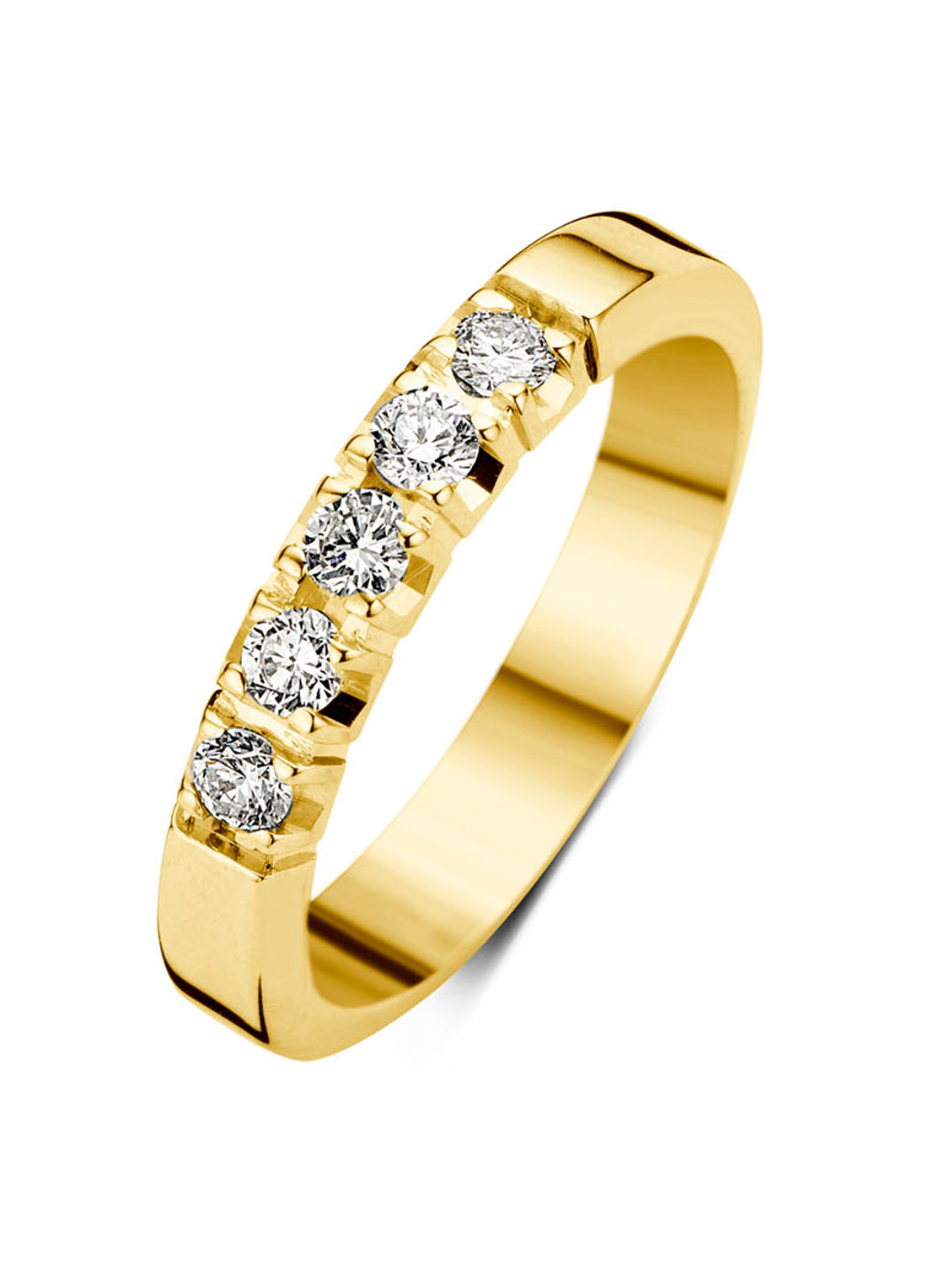 Yellow gold alliance ring, 0.25 ct diamond, Groeibriljant