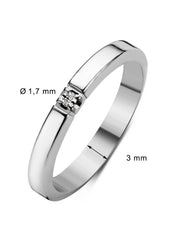 Witgouden alliance ring, 0.02 ct diamant, Groeibriljant