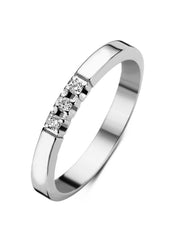 Witgouden alliance ring, 0.09 ct diamant, Groeibriljant