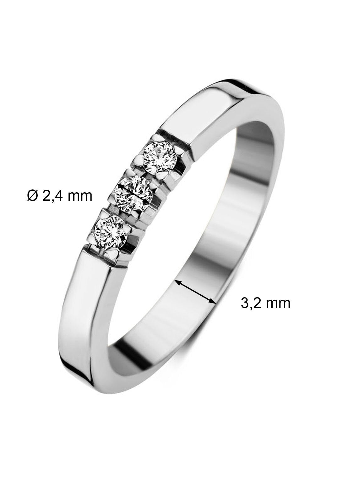 Witgouden alliance ring, 0.15 ct diamant, Groeibriljant