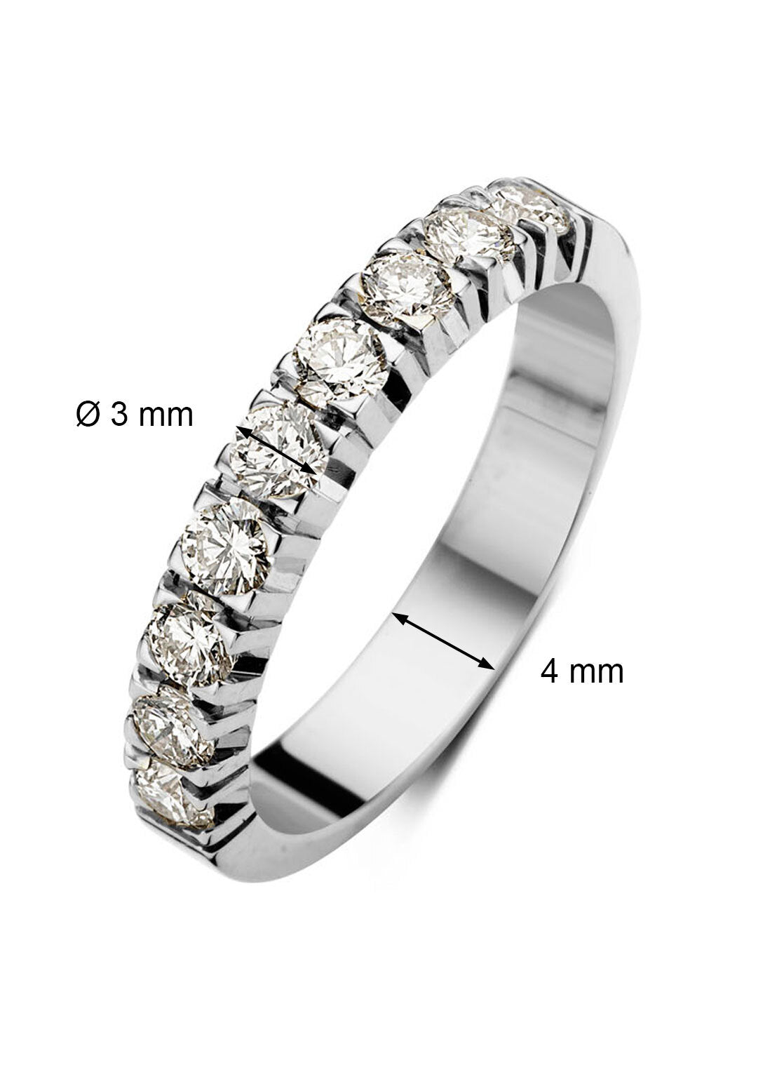 Witgouden alliance ring, 0.90 ct diamant, Groeibriljant
