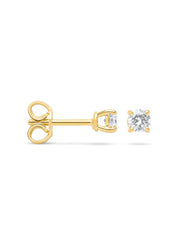 Geelgouden solitair oorstekers, 0.34 ct diamant, Groeibriljant