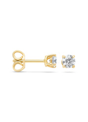 Geelgouden solitair oorstekers, 0.48 ct diamant, Groeibriljant