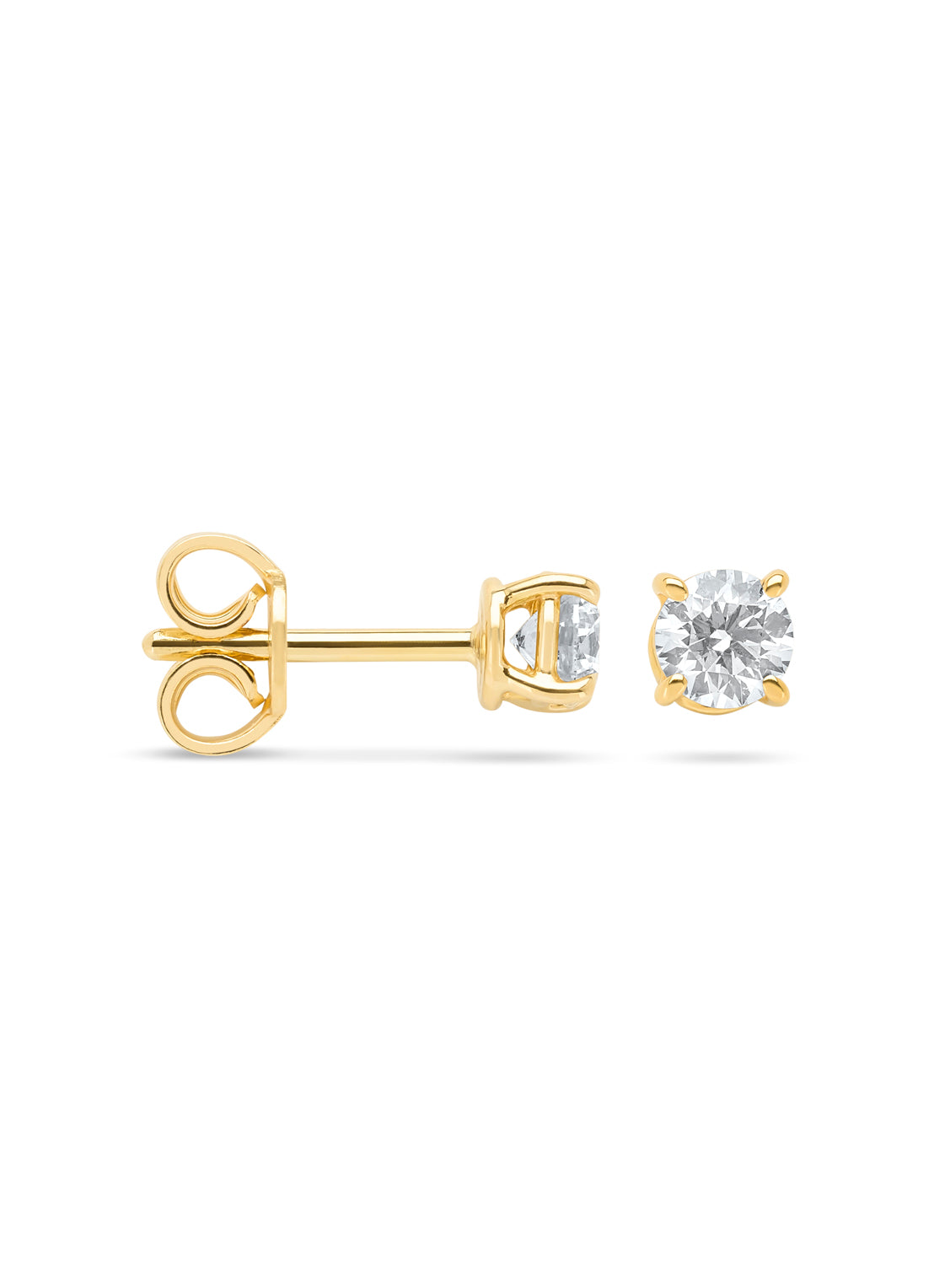 Yellow gold solitaire earstekers, 0.54 ct diamond, Groeibriljant