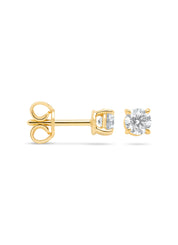 Yellow gold solitaire earstekers, 0.54 ct diamond, Groeibriljant