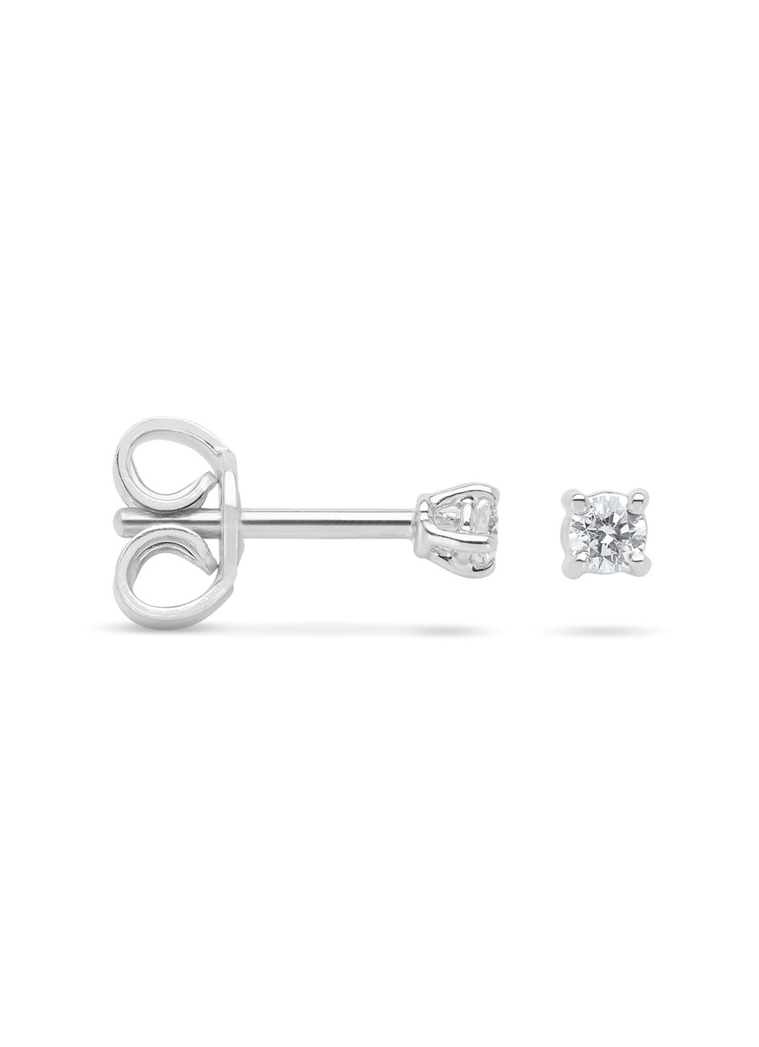 Witgouden solitair oorstekers, 0.06 ct diamant, Groeibriljant