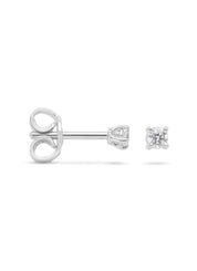 Witgouden solitair oorstekers, 0.06 ct diamant, Groeibriljant