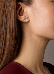 White gold solitary ear plugs, 0.36 ct diamond, Groeibriljant