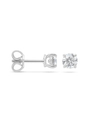 White gold solitary ear plugs, 0.80 ct diamond, Groeibriljant