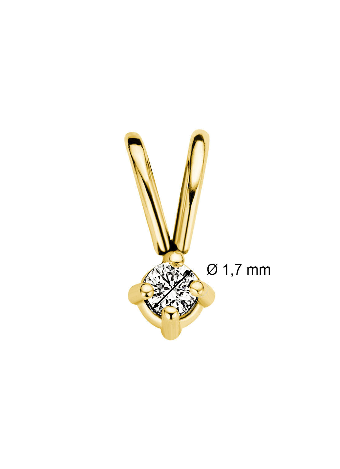 Geelgouden hanger, 0.02 ct diamant, Groeibriljant