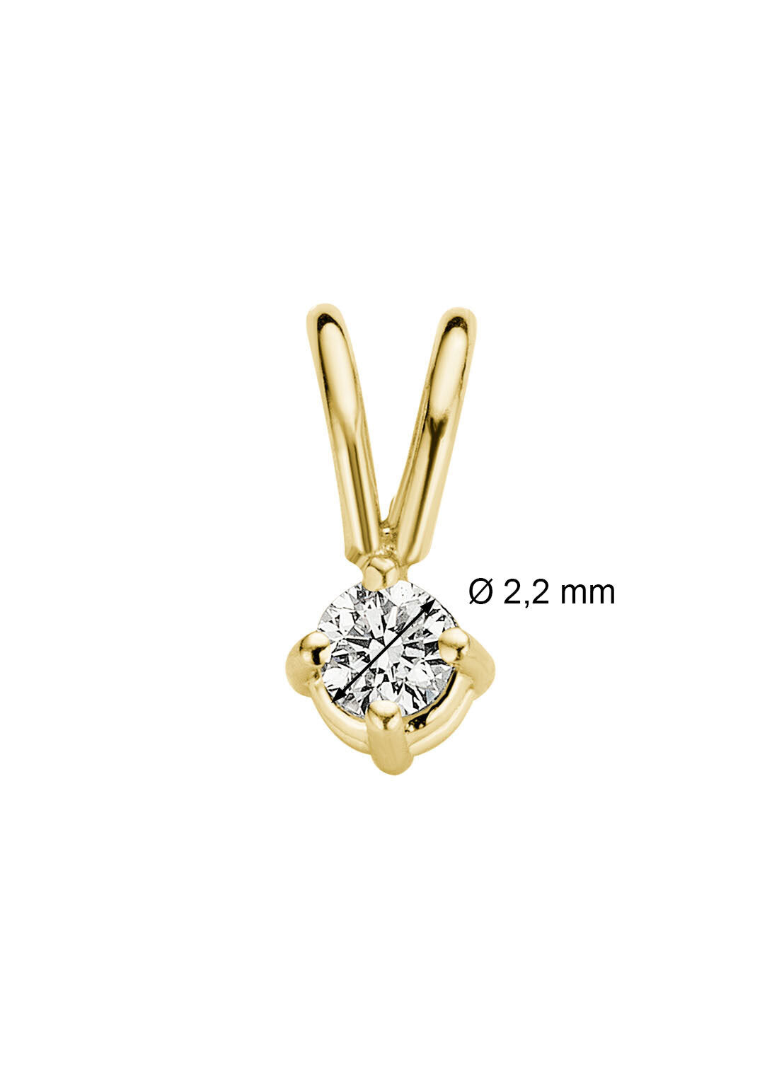 Geelgouden hanger, 0.04 ct diamant, Groeibriljant