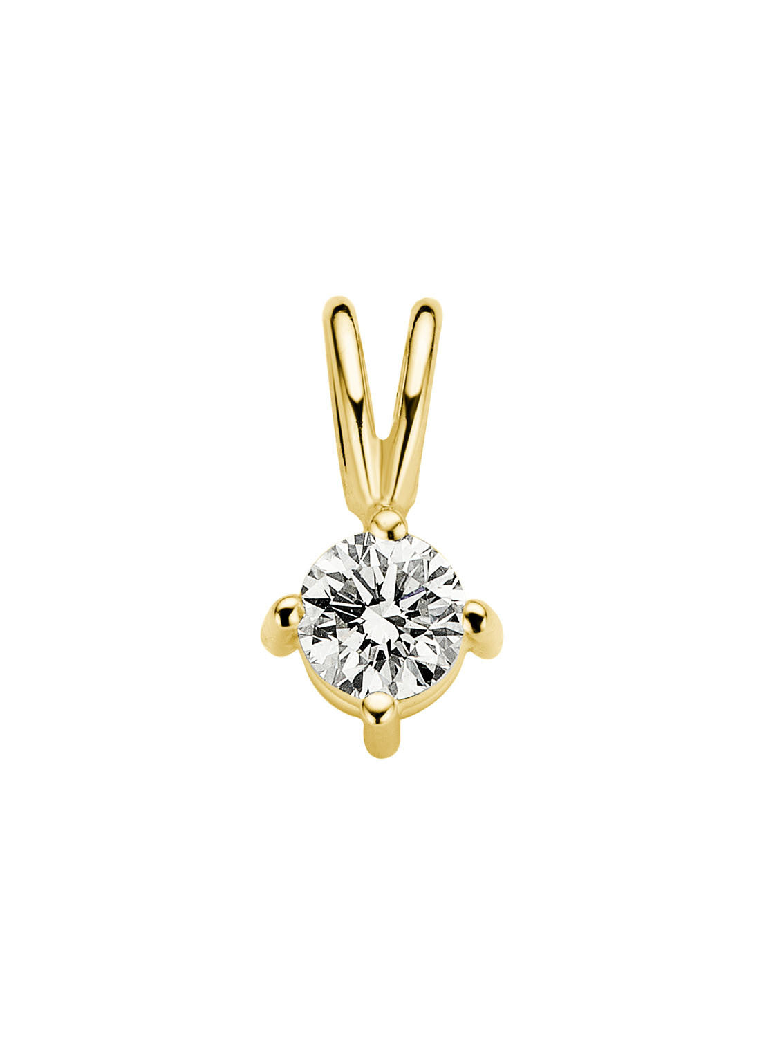 Yellow gold pendant, 0.16 ct diamond, Groeibriljant