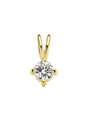 Yellow gold pendant, 0.16 ct diamond, Groeibriljant