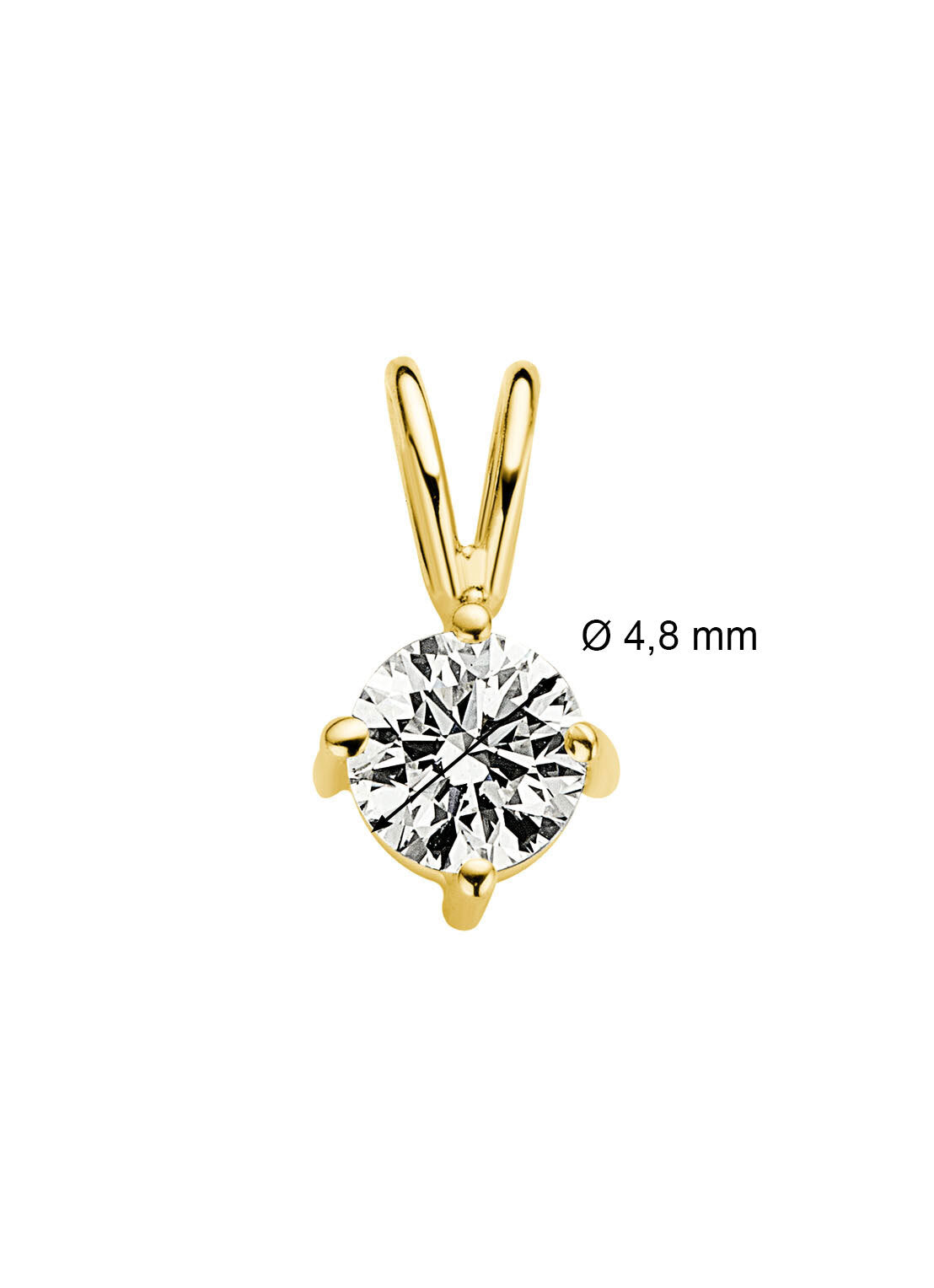 Yellow gold pendant, 0.40 ct diamond, Groeibriljant