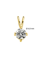 Yellow gold pendant, 0.40 ct diamond, Groeibriljant