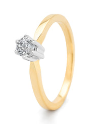 Geelgouden solitairring, 0.31 ct diamant, Groeibriljant