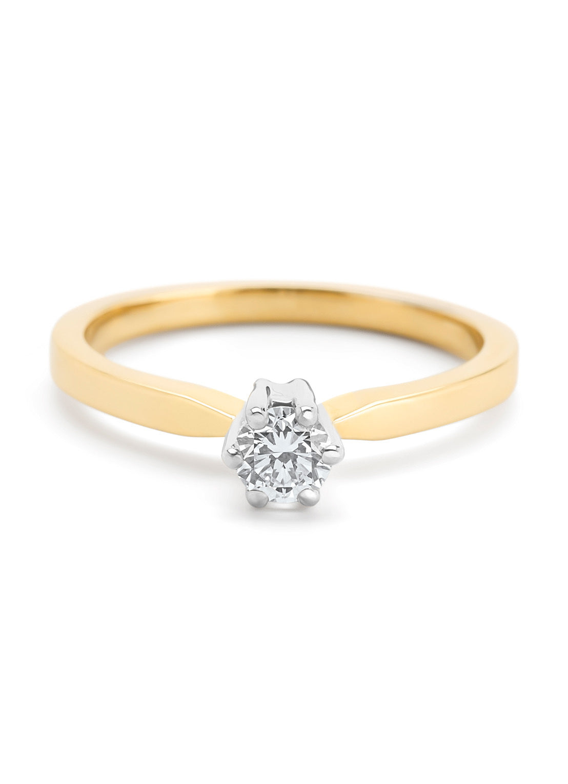 Geelgouden solitairring, 0.31 ct diamant, Groeibriljant