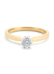 Geelgouden solitairring, 0.31 ct diamant, Groeibriljant
