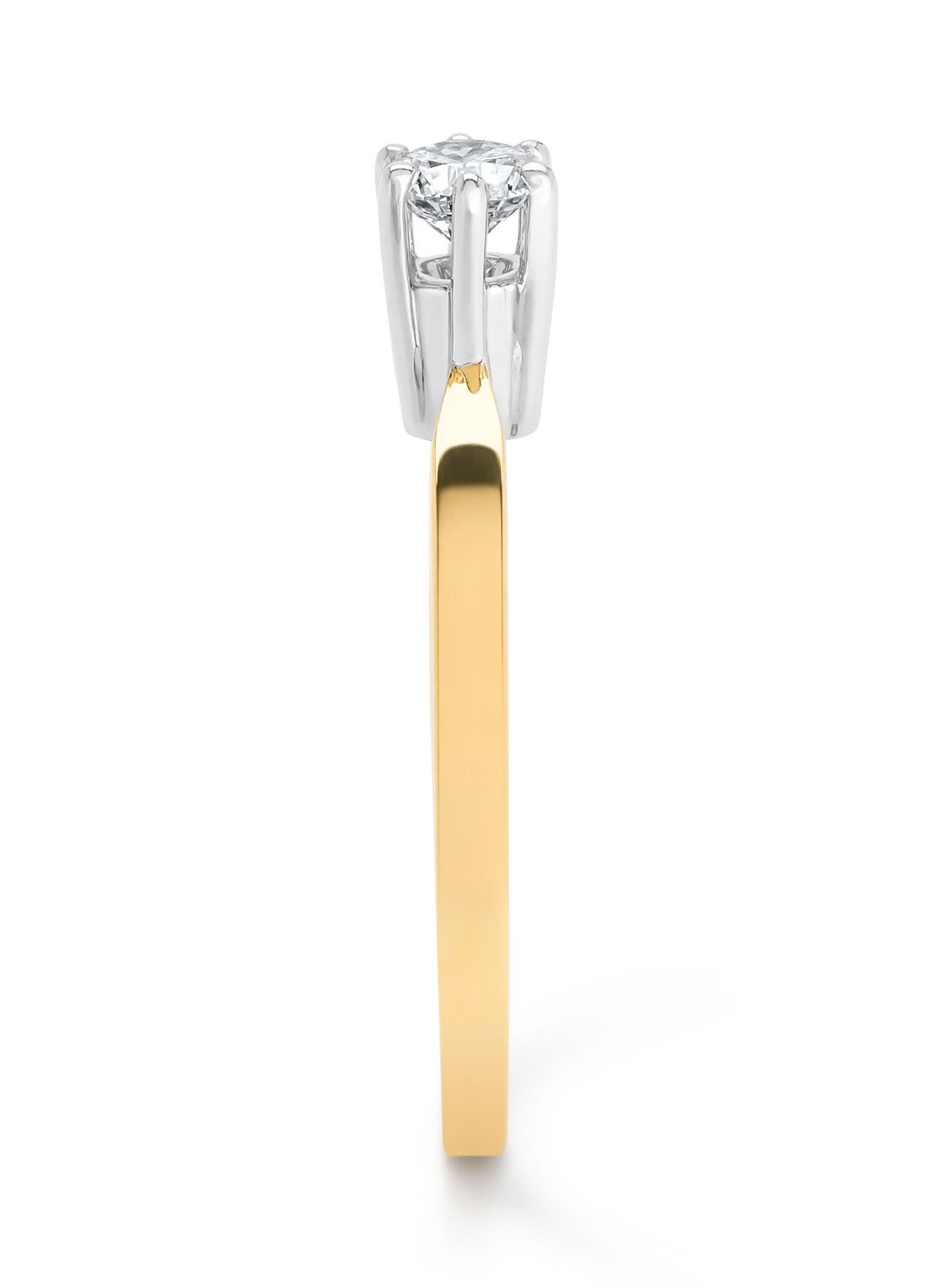 Geelgouden solitairring, 0.31 ct diamant, Groeibriljant