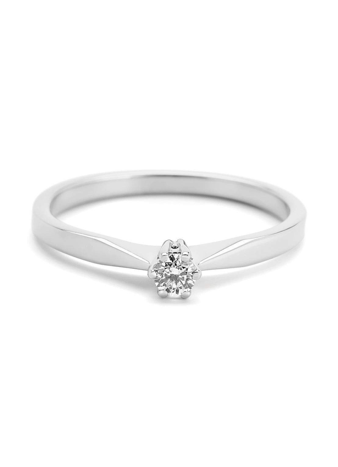 Witgouden solitairring, 0.11 ct diamant, Groeibriljant
