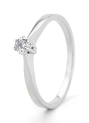 Witgouden solitairring, 0.13 ct diamant, Groeibriljant