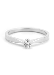 Witgouden solitairring, 0.13 ct diamant, Groeibriljant
