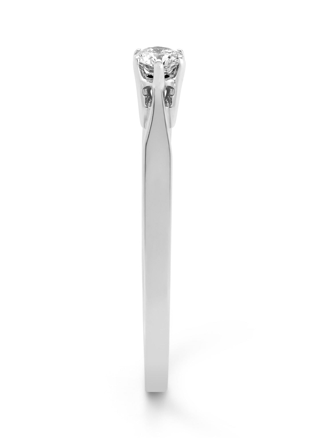 Witgouden solitairring, 0.13 ct diamant, Groeibriljant
