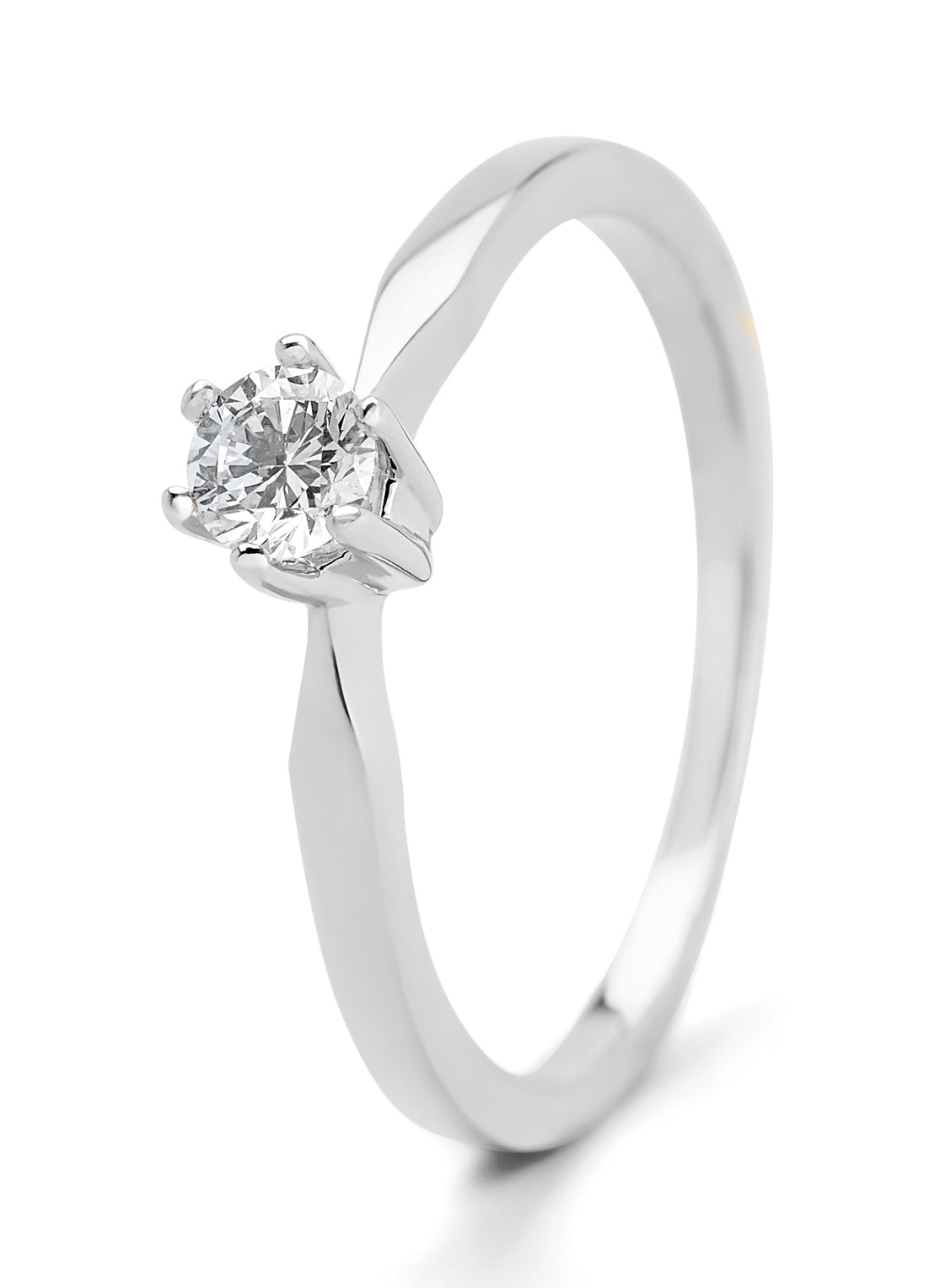 White gold solitair ring, 0.23 ct diamond, Groeibriljant